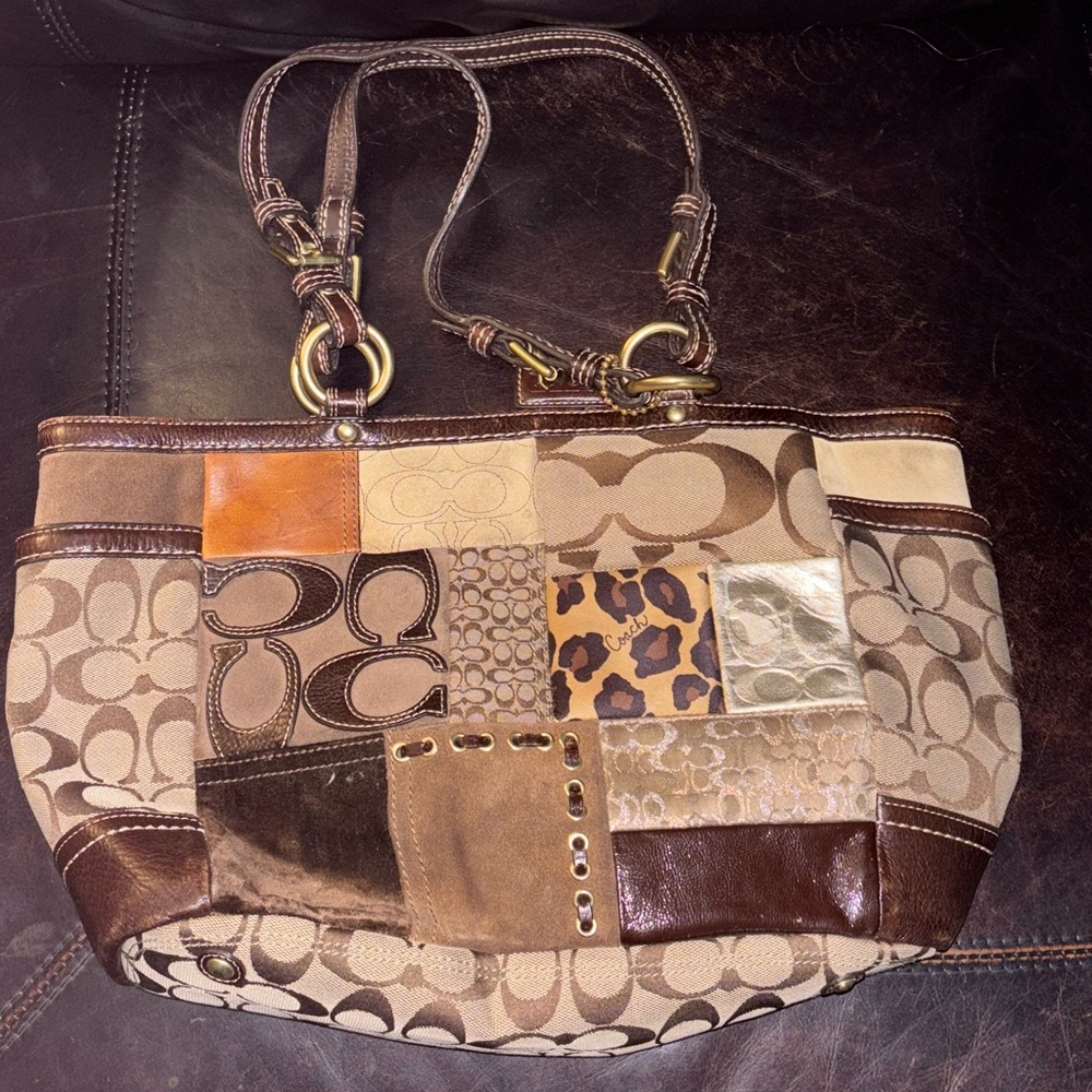 COACH Patchwork Brown and Tan Women's Bag